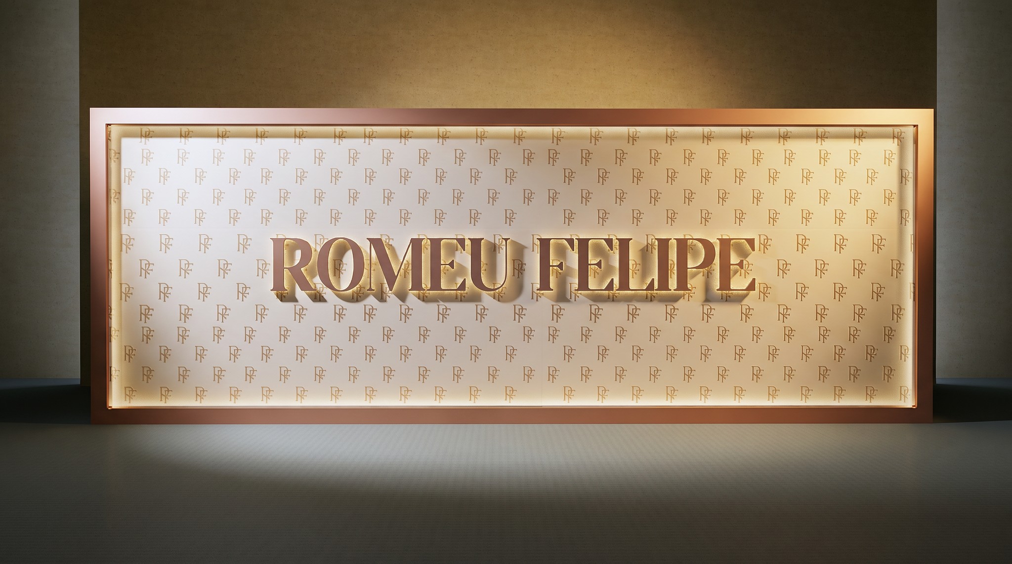 Backlit gold feature wall