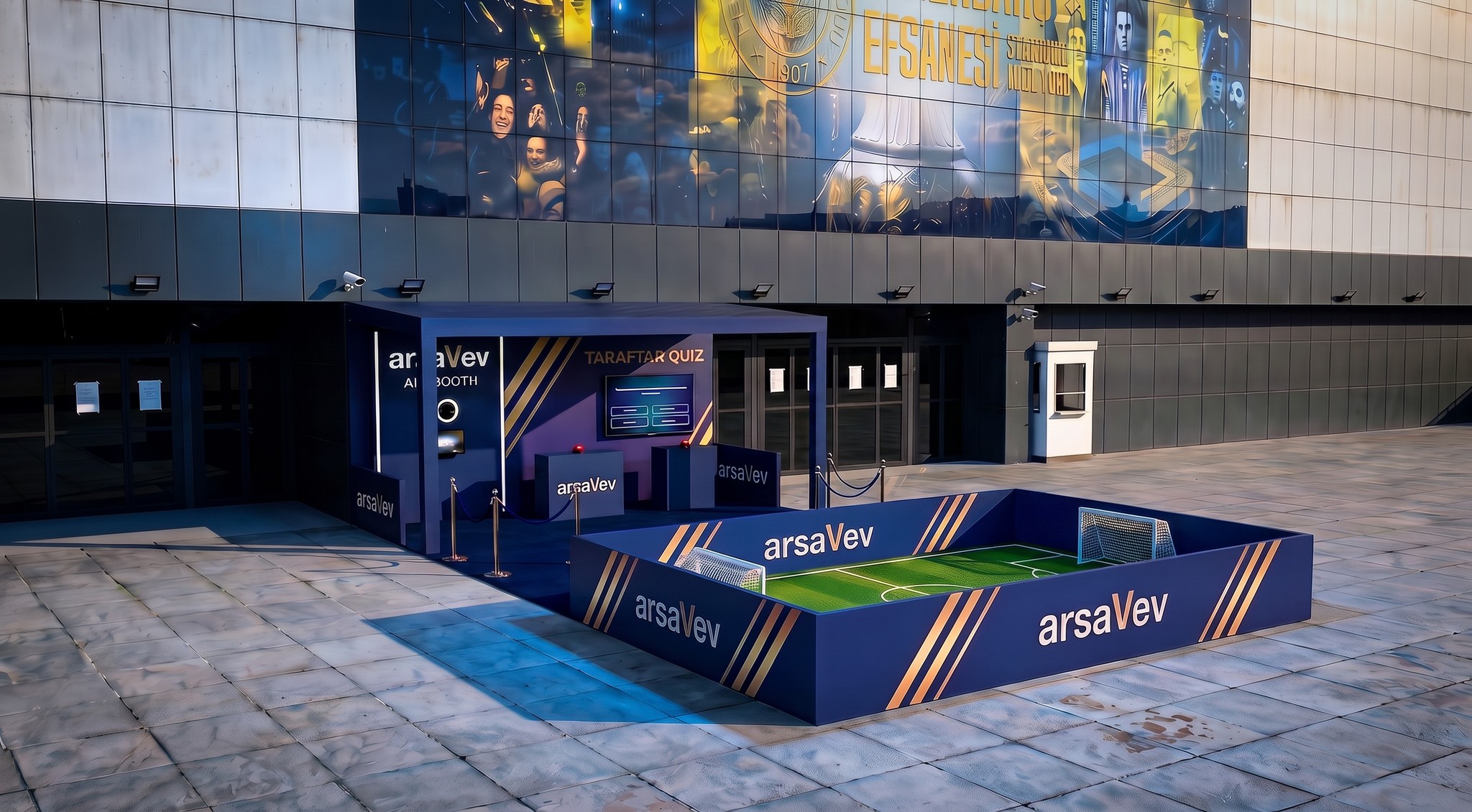 Matchday fan activation booth outside a stadium