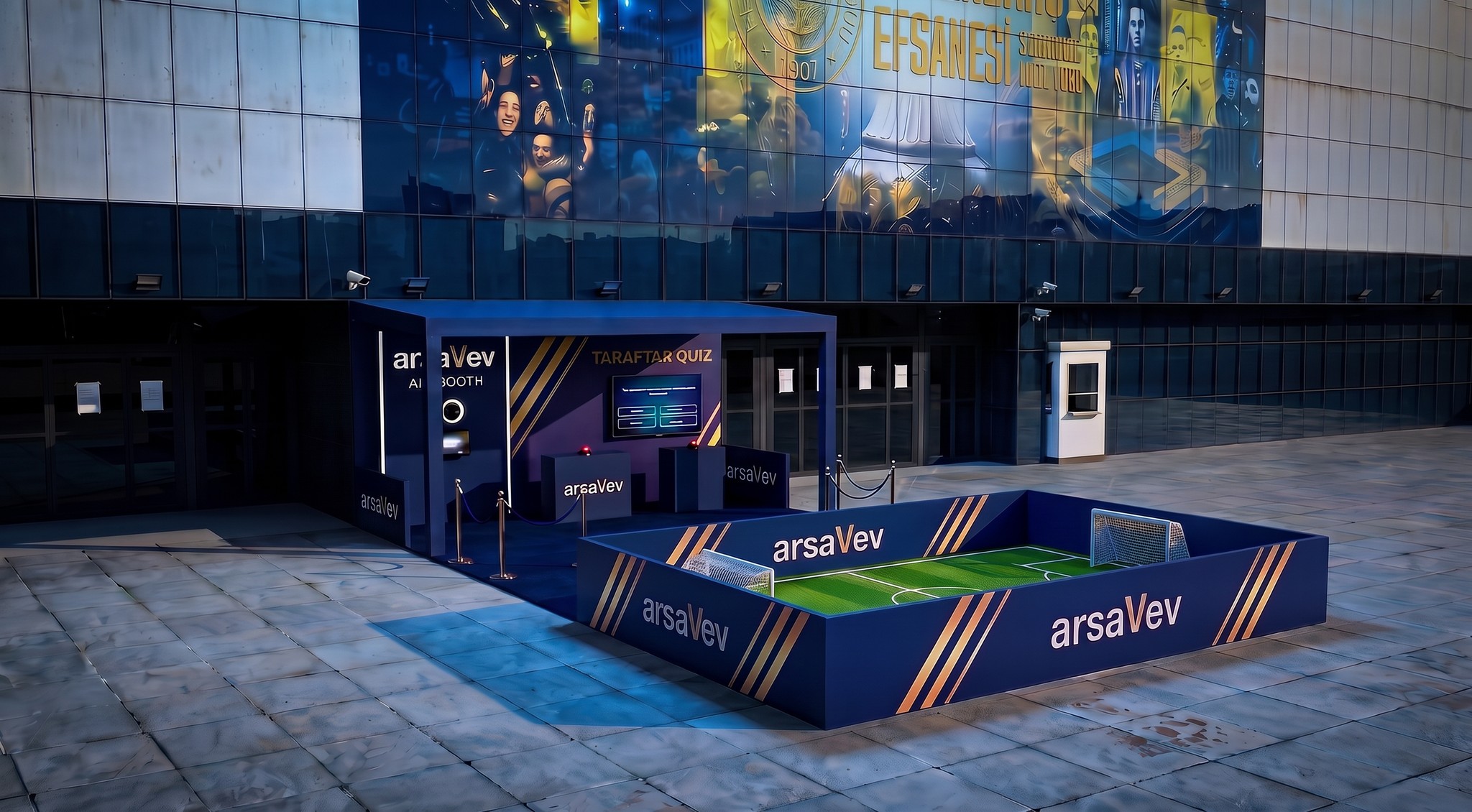 Photoreal presentation view of the fan booth
